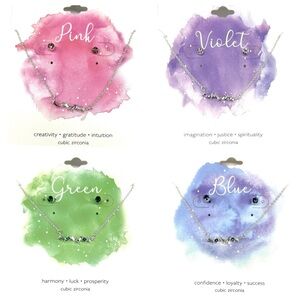 Inspirational CZ Necklace + Earrings Set 18” Chain 2” Extender NEW